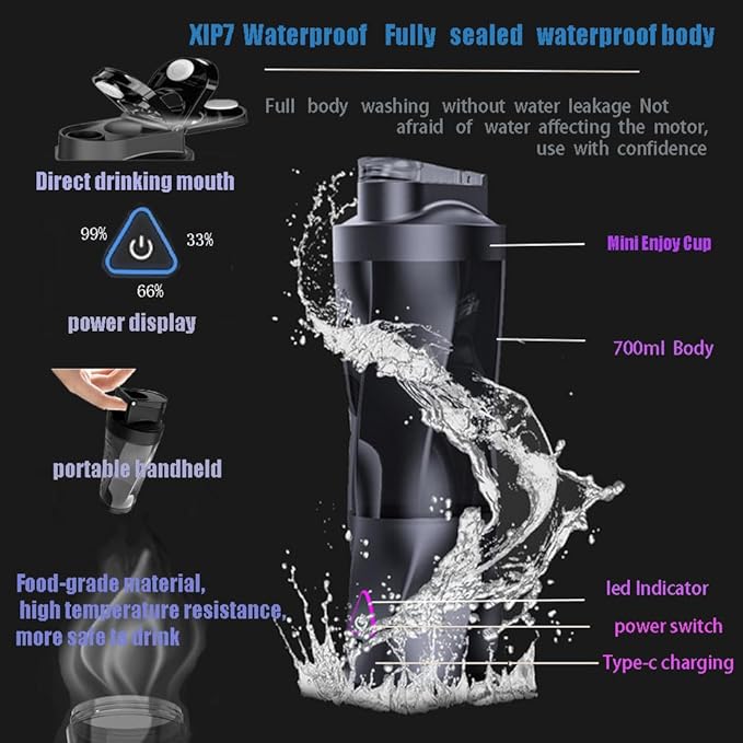 Personal Blender360 Watt Portable Blender for SmoothiesMilkshakes and Baby food6000mAh USB RechargeableBPA Free 24 oz Portable Juicer with 6 Blades and LidSuitable for Outdoor SportsTravel