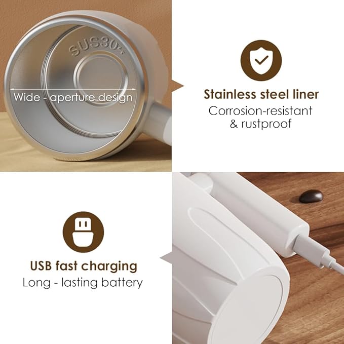 MiOYOOW Auto Stirring Coffee Mug 380ML Stainless Steel Self Stirring Cup with USB Charging for Office Home Travel