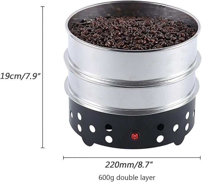Electric Coffee Bean Cooler Household Coffee Beans Roasters Cooling Machine With 304 Stainless Steel Mesh 1000G Double Layer Collect Coffee Chaff 110V US Plug (600G/1.3LB 110V)