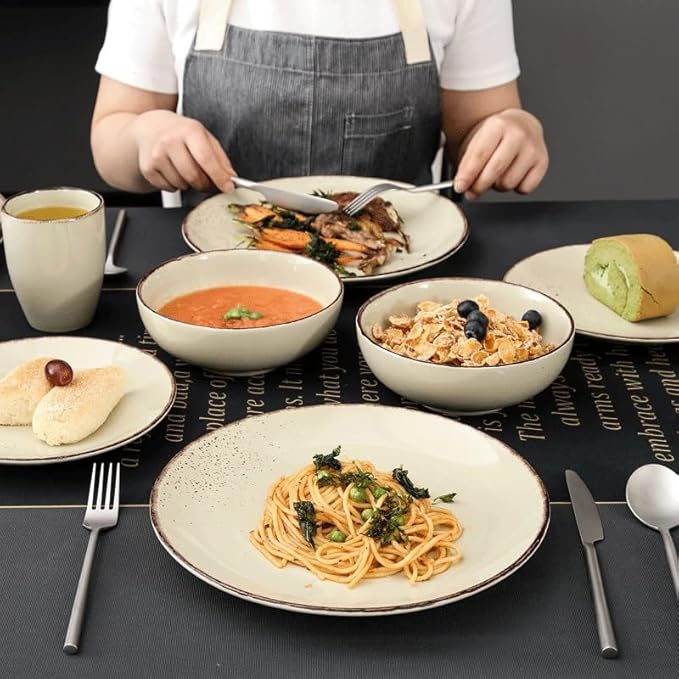 16-Piece Stoneware Ceramic Dinnerware Set with Dinner Plate Dessert 800ml Bowl Mug Tableware