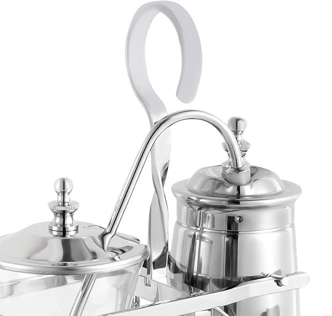 Belgian Balance Siphon Coffee and Tea Maker Belgian Belgium Luxury Royal Family Retro Coffee Pot 400ML Silver Syphon Coffee Brewer (Silver)