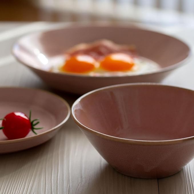 aito Seisakusho 567505 Mino Ware Natural Color Dinnerware Set Living Alone 6-Piece Set Pink Dishwasher Microwave Safe Made in Japan