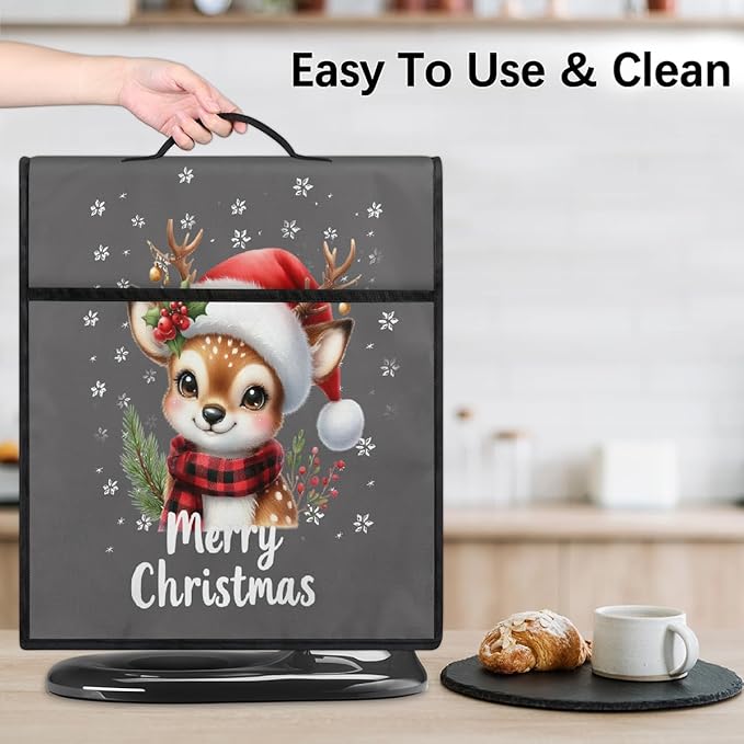 cfpolar Kitchen Aid Mixer Cover Compatible with 6-8 Quarts Elk Holly Christmas Hat Stand Mixer Cover Kitchen Aid Mixers Accessories Appliance Organizer Bag Dust Covers with Zipper Pocket
