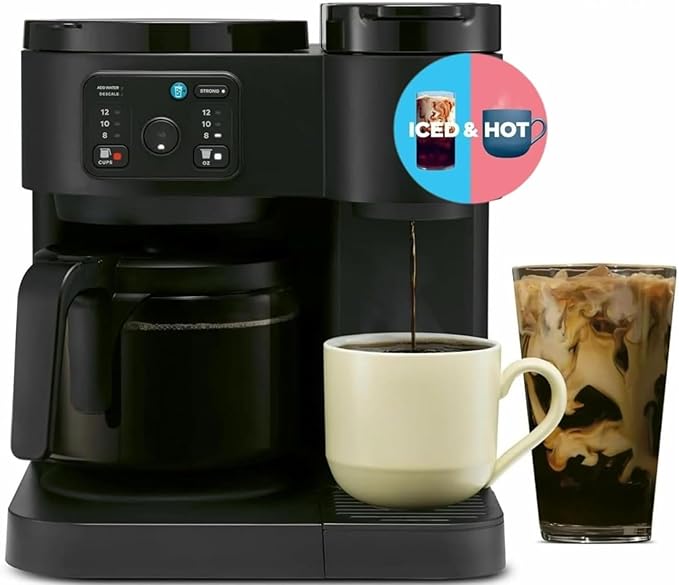 K-Duo Essentials Coffee Maker for Hot and Iced Drinks Single Serve KCup Pod Brewer and 12 Cup Carafe Drip Coffee Pot 72 oz Water ReservoirPause &amp Pour Feature Perfect for Home &amp Office Use