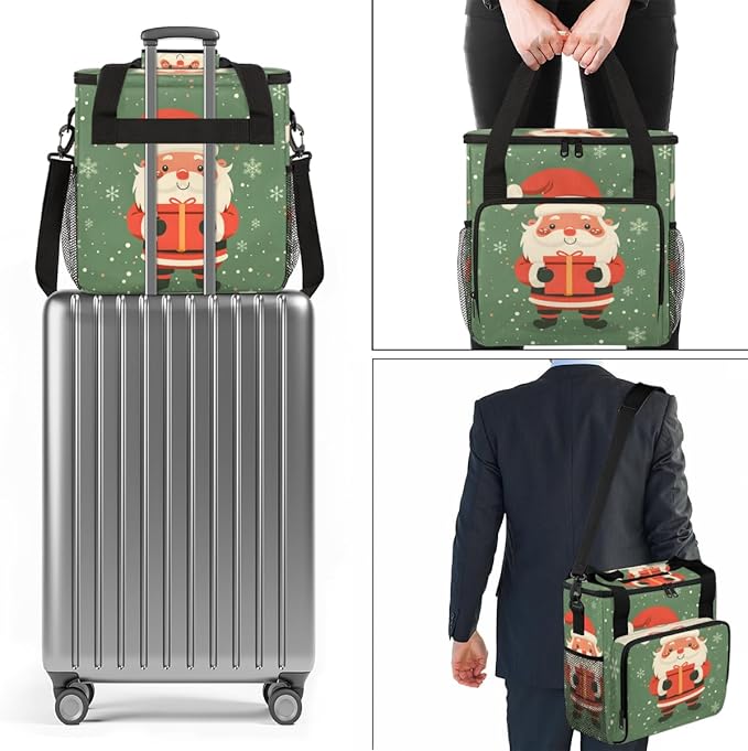 Abstract Santa Claus Coffee Maker Carrying Bag Magical Santa Claus Travel Storage Bag Compatible with K-Mini or K-Mini Plus Single Serve Coffee Brewer Carrying Case with Pockets &amp Shoulder Strap