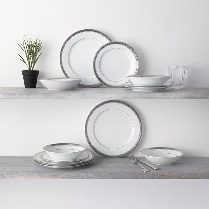 Noritake Crestwood Platinum 12-Piece Dinneware Set Service for 4