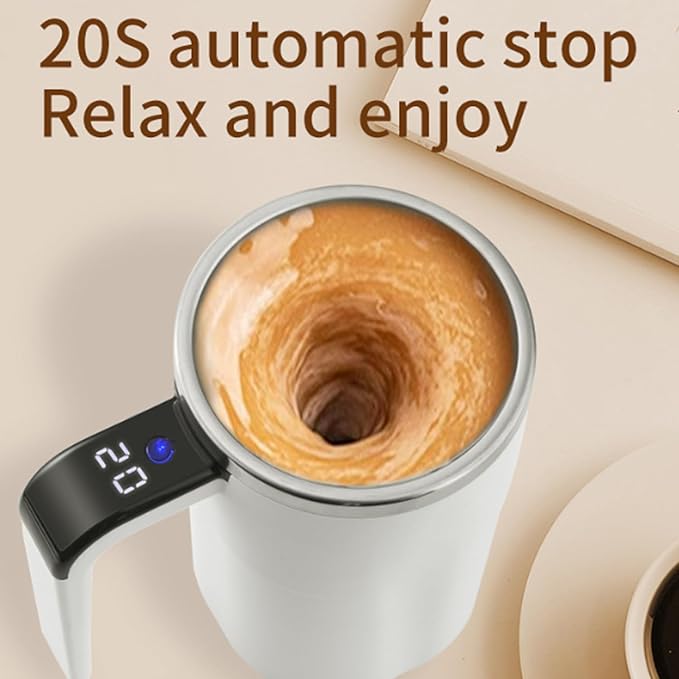 2026 New Electric Coffee Mug With a Built-In Lcd ThermometerUpgraded Automatic Magnetic Stirring Coffee MugMagnetic Self Stirring CupPerfect For Brewing Coffees Milk Cocoa Etc. (White)