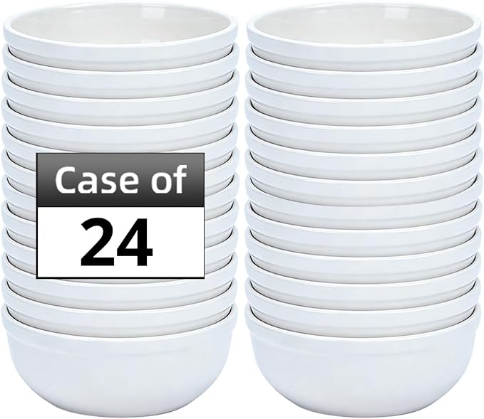 Stoneware Wide Rim Commercial Grade Dinnerware Bright White Nappy Bowl 15oz Case of 24
