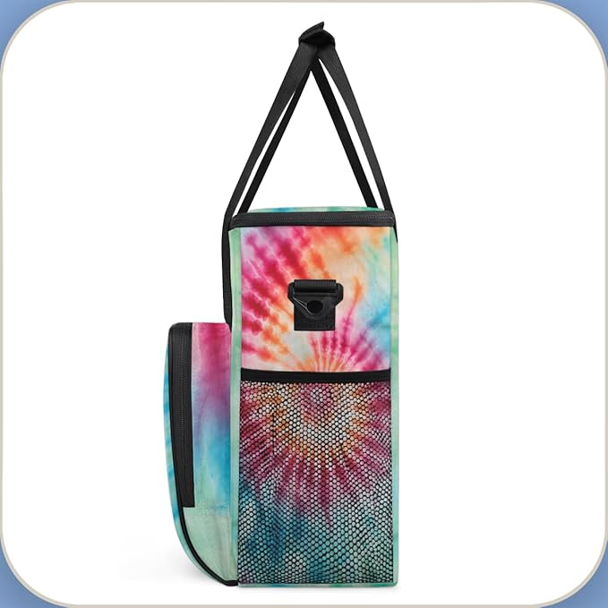 Tie Dyeing Coffee Maker Carrying Bag Red Purple Portable Travel Storage Tote Bag Compatible with K-Mini or K-Mini Plus Single Serve Coffee Brewer Carrying Case with Multiple Pockets &amp Shoulder S