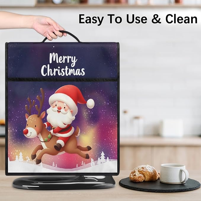 cfpolar Kitchen Aid Mixer Cover Compatible with 6-8 Quarts Santa Claus Elk Christmas Stand Mixer Cover Kitchen Aid Mixers Accessories Appliance Organizer Bag Dust Covers with Zipper Pocket