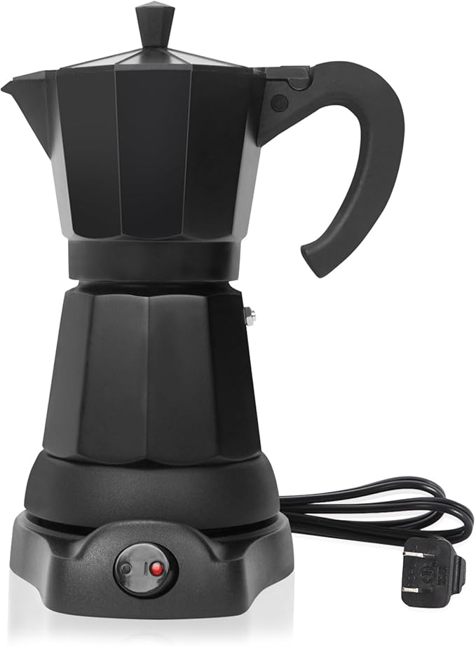 Cafetera Espresso Maker 6 Cup Portable Coffee Machine 300ml Portable Cafeteras Electricas Modernas Electric Moka Pot with Detachable Base &amp Overheat Protection Coffee Gift for Home Travel