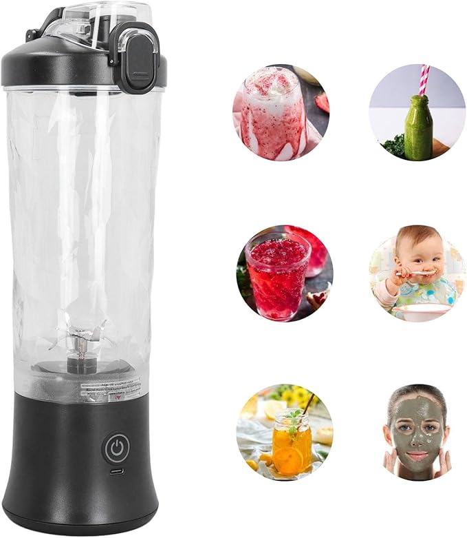 Portable Blender 150W 600ml 18000RPM USB Rechargeable Mini Juicer Cup Electric Fruit Mixer with Stainless Steel Blades for Travel