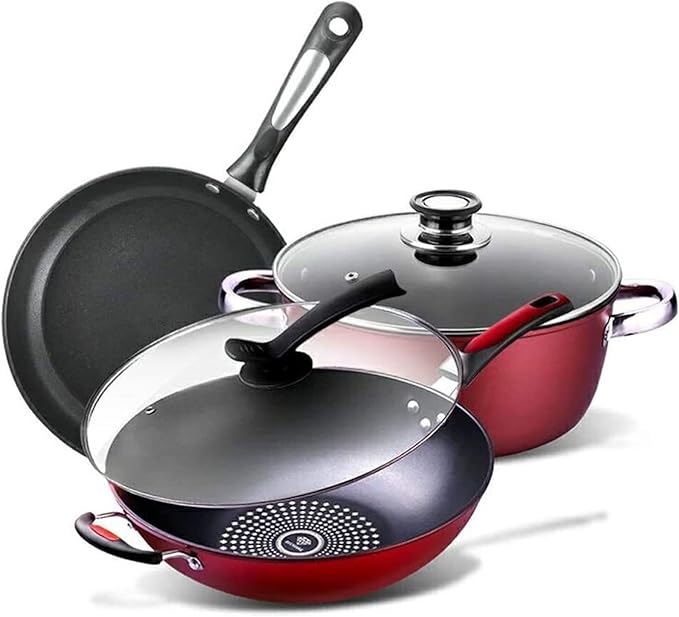 Cookware Set Soup Pot Frying Pan Milk Pot Stew Pot Saucepan Induction Cooker Cooking Pot Set Non-Stick Pan Hotpot Casserole Wok