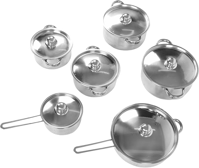 Fockety Stainless Steel Cookware Set Kitchen Cookware Set Stainless Steel Pot and Pan Set Soup Pot Milk Pot with Frying Pan for Stir Frying Boiling Soup Barbecue