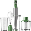 Immersion Blender Handheld Corded Hand Blenders Set 1100W Trigger Variable Speed 5 in 1 Stick Emulsifier with Chopper Whisk and Frother for Soup Baby Food and Smoothies Green