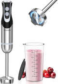 FRESKO Immersion Handheld Blender 500W with 700ml Beaker 12-Speed &amp Turbo Mode Hand Blender Stick 304 Stainless Steel Blades for Soup Smoothie Puree Baby Food