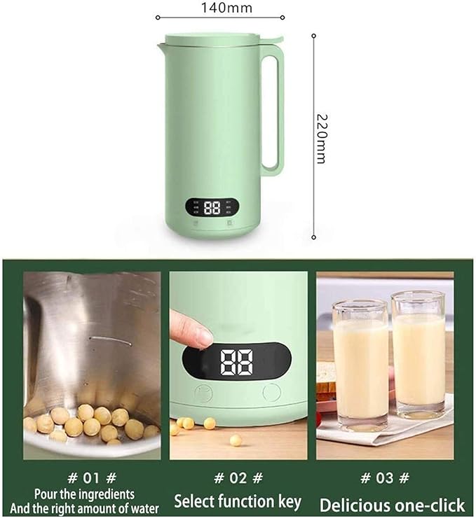 350ML Automatic Hot Soy Milk (Almond Rice) Soup Porridge Cold Juice Maker - 2 Layer Stainless Steel (Color : B)