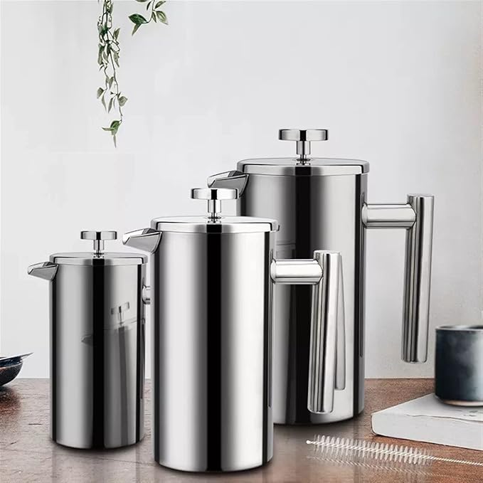 Coffee Carafe Coffee Machine Stainless Steel Coffee Filter Double Wall Large Capacity Manual Coffee Maker Convenient(800ml)