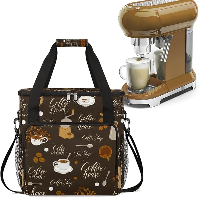 cfpolar Coffee Maker Storage Bag Waterproof Travel Carrying Storage Tote Bag Organizer Case Compatible with K-Mini or K-Mini Plus And Suitable for Other Accessories With Pockets for K-Cup Pods