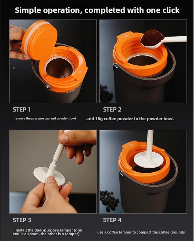 Zerodis Portable Coffee MakerUSB Charging 600ml Stainless Steel Thermal Coffee Brewer Cup Extraction Mug Machine for Travel Outdoor and Home Use