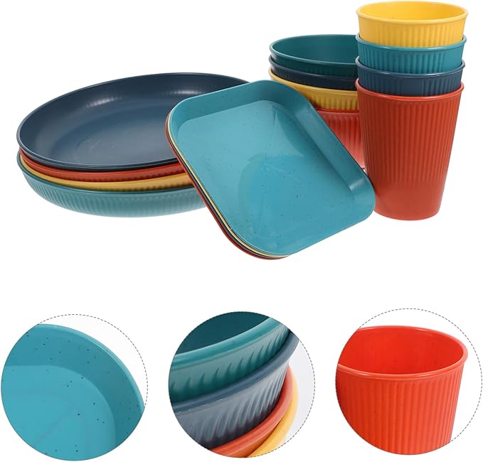 1Set Unbreakable Dinnerware Set Plates and Bowls Camping Parties and Barbecues Stylish and Tableware