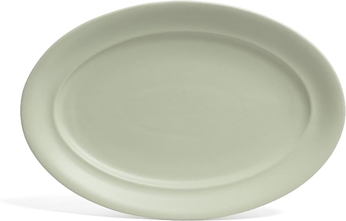 over&ampback Rim Stoneware Serving Platter - Elegant 1-Piece Oval Serving Platter to Complete Your Kitchen Set - 16 L x 10.8 W Semi-Matte Sage