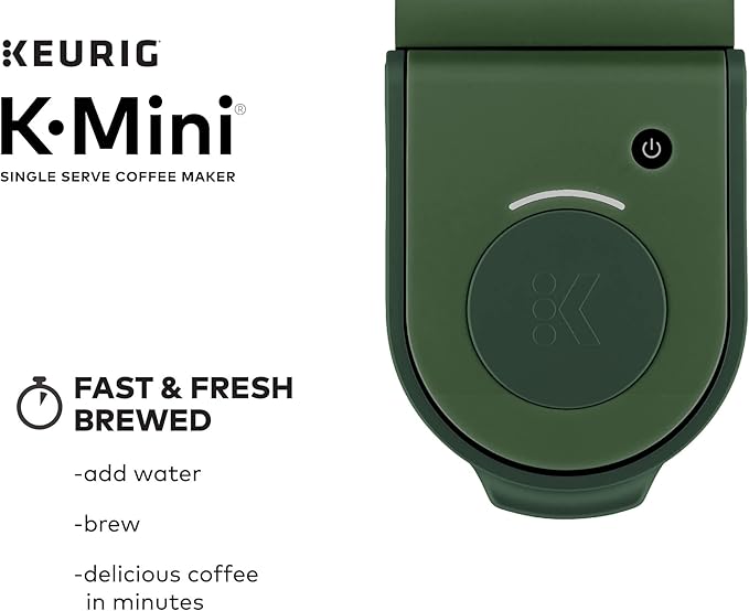 Keurig K-Mini Single Serve Coffee Maker with 6-12Oz Cup Sizes Quick Brewing and Removable Drip Tray (Evergreen Renewed)