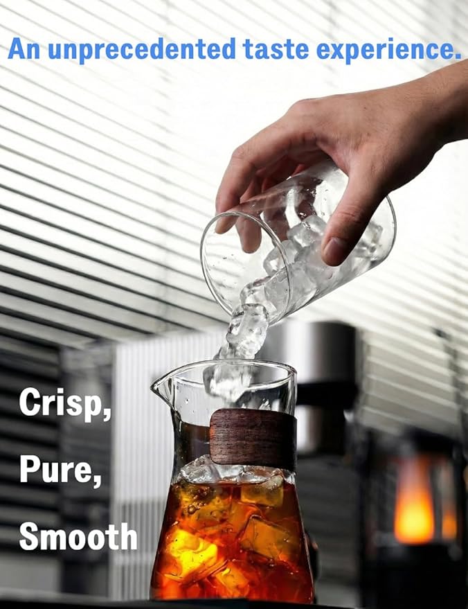 Brezi Cold Brew Coffee Maker Fresh Cold Brew in Minutes Low-Acid Smooth Flavor Premium Aluminum Design1L Capacity Easy Usecoffee machineAutomatic Precision Brewing for Home &amp Office (silver