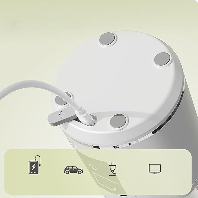 16 oz. Portable Electric Blender with Leak Proof Lid and Easy Sip Spout Mini Citrus Juicer Perfect for Smoothies Cordless USB-C Rechargeable Dishwasher Safe Parts (White)