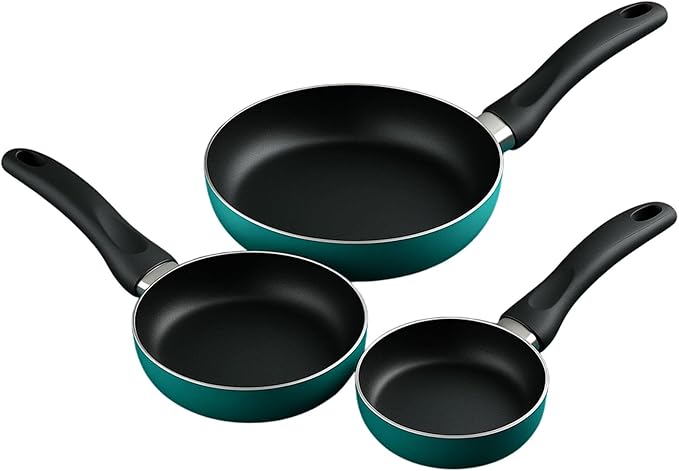 Cookware Set 5 Pieces Stainless Steel + 3-Piece Pan Set Diameter 16 x 20 x 24 cm Pressed Aluminium Metallic Blue