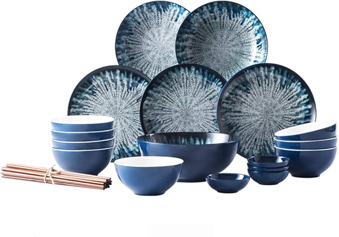 Dishes/Plate/Bowl Set26 Pieces Vintage Look Ceramic Dinner Set Artist Design Porcelain Living Dinnerware Set