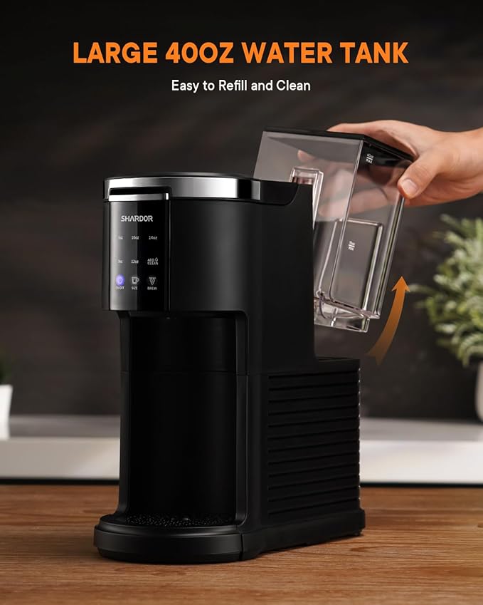 SHARDOR 3 in 1 Coffee Maker K Cup Coffee Maker Compatible with Ground Coffee &amp Teas Single Serve Coffee Machine 6–14oz Brew Sizes 40oz Detachable Water Reservoir Descale Settings Black