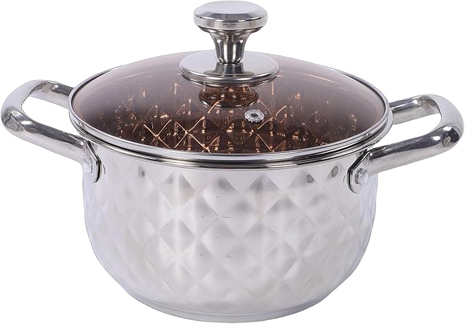 CHICIRIS Cooking Pots Stainless Steel Cookware Set 4 Piece Nonstick Pots and Pans Set with Double Non Slip Handles for Induction Electric and Gas Cooktops Dishwasher Safe