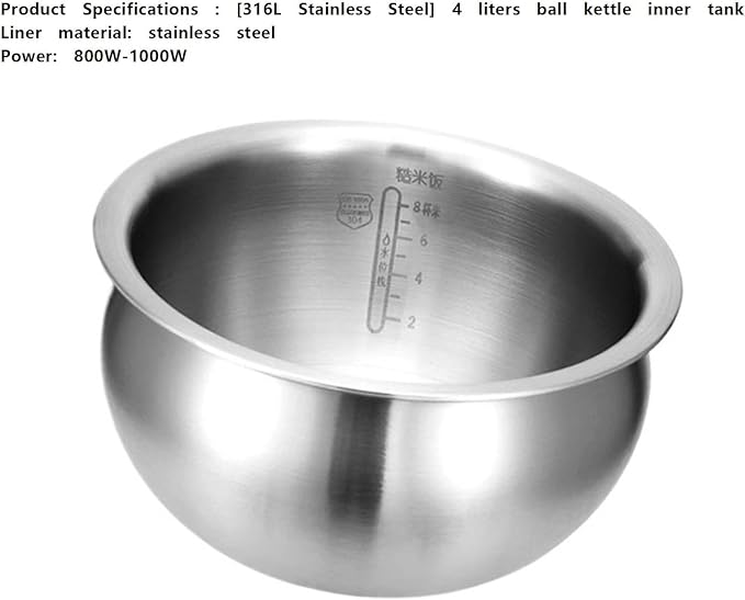 Compatible With Supor Rice Cooker 316L Inner Tank Stainless Steel Ball Kettle 4L Inner Pot Universal Fire Whirlwind