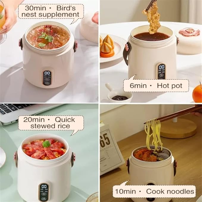 Mini Rice Cooker Portable Electric Heating Box Soup Porridge Cooking Machine Stew