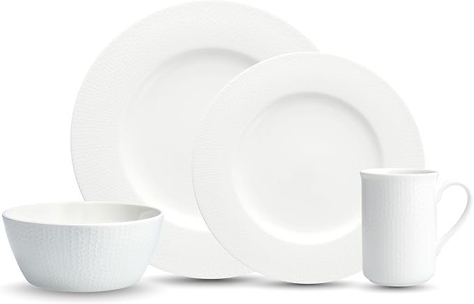 Fortessa Amanda Porcelain 16 Piece Dinnerware Set Service for 4 White