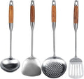 Chef Kitchen Cookware Set 4 Piece Nonstick Spatula Set Black Wooden Handle Stainless Steel Kitchen Gadgets