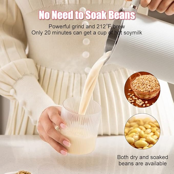 WOOLALA 110V Soy Milk Maker Machine with Screen 350ML Personal Health Stew Cup Powerful Blender &amp Automatic Brewing for Smooth Vegan Nut Milk Maker12 Hours Appointment