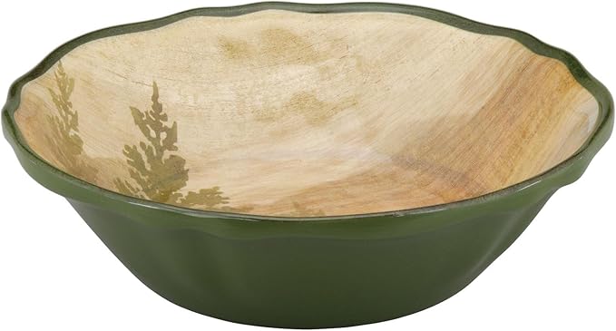 UPware 12 Piece Lakeside Pine Melamine Dinnerware Sets Outdoor Dishes Set Plates and Bowls Sets Service for 4 Beige