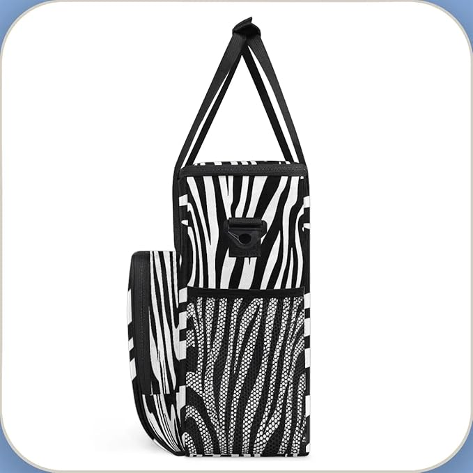 Zebra Striped Coffee Maker Carrying Bag Compatible with K-Mini or K-Mini Plus Portable Single Cup Coffee Maker Case with Pockets for K Cup Pods