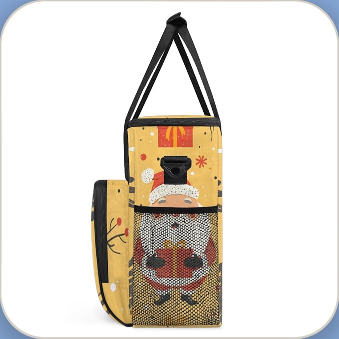 Abstract Santa Claus Coffee Maker Carrying Bag Modern Santa Claus Travel Storage Bag Compatible with K-Mini or K-Mini Plus Single Serve Coffee Brewer Carrying Case with Pockets &amp Shoulder Strap