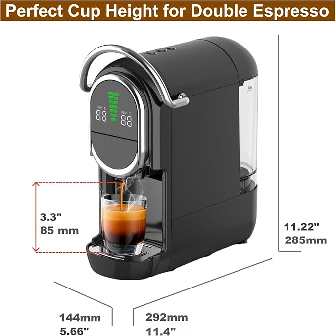 Magician1 Mini Espresso Machine for Nespresso Original Dolce Gusto Lavazza Blue ESE Pods 19-Bar Coffee Machine for Ground Coffee Coffee Maker with adjustable Temp &amp Cup Size 21oz Reservoir