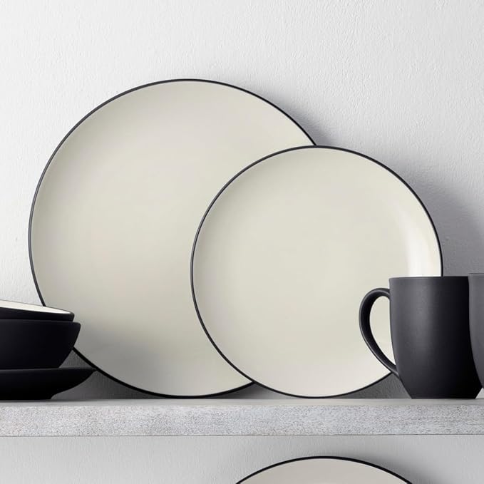 Noritake Colorwave Graphite 16-Piece Coupe Set Service for 4 in Black/Graphite