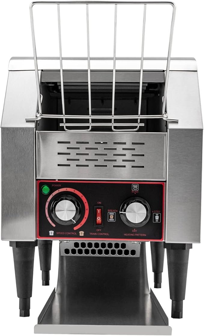 Conveyor Toaster 150Slices/H Stainless Steel Heavy Duty Industrial Toasters Countertop Electric Restaurant Equipment for Restaurant Bakery Cafes Buffets 1300W (150Slices/H)