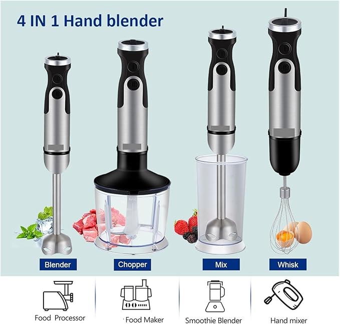 Fit for 5-in-1 Immersion Hand Blender Mixer with Grinder Chopper Whisk and Smoothie Cup