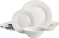 Gibson Home Zen Buffet Round 12 Piece Porcelain Chip and Scratch Resistant Dinnerware Plates and Bowls Set Scratch &amp Chip Resistant