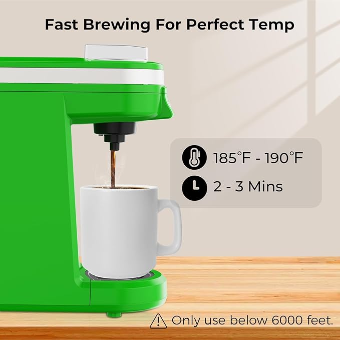CHULUX Single Serve Coffee Maker Small Single Cup Coffee Maker for K pod and Ground Coffee Green
