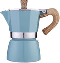 Octagonal Black Coffee Maker Double Valve Moka Pot Espresso Aluminum Alloy Stainless Steel Set(Blue300ml)