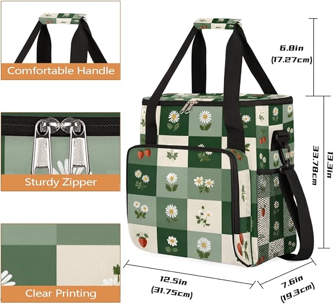 cfpolar Daisy Strawberry Coffee Maker Carrying Bag Coffee Machine Travel Storage Bag Compatible with K-Mini or K-Mini Plus Portable Single Serve Coffees Brewer Case with Pockets for K-Cup Pods