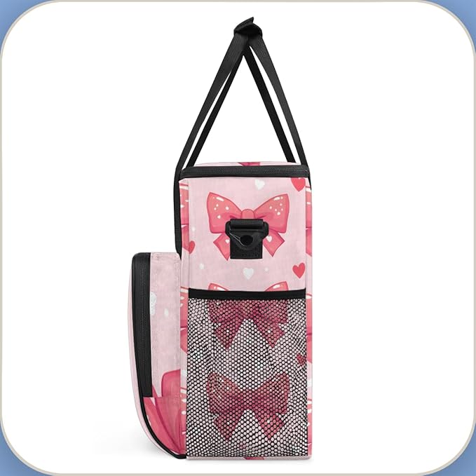 Heart Bow Coffee Maker Carrying Bag Portable Travel Storage Tote Bag Compatible with K-Mini or K-Mini Plus Single Serve Coffee Brewer Carrying Case with Multiple Pockets &amp Shoulder Strap